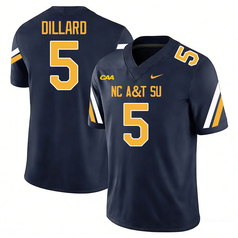 North Carolina A&T Aggies #5 Jayvonne Dillard College Football Jerseys,Uniforms-Navy